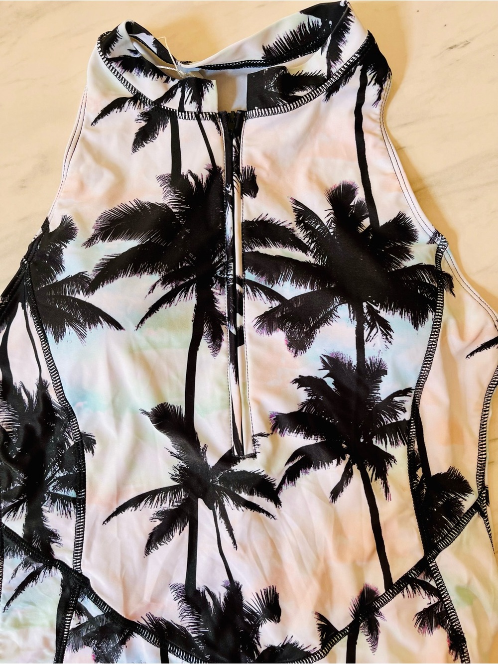 Palm Tree Print One-Piece Swimsuit - Picture 2 of 5